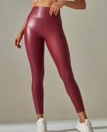 LEGGINGS FAUX LEATHER BORDO