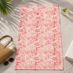 MICROFIBRE SUEDE TOWEL SEASHELL PRINT ORANGE