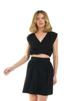 WRAP CROP TOP BLACK