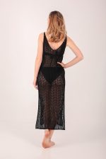 ATHENA V- NECK CROCHET DRESS BLACK - Image 5
