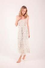 LYDIA SLEEVELESS DRESS WITH LACE HEM BEIGE - Image 2