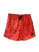 BOYS SWIMSUIT SHORTS CORAL BOAT PRINT
