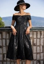 DESIREE BLACK BROCADE DRESS