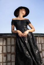 DESIREE BLACK BROCADE DRESS - Image 2