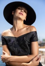 DESIREE BLACK BROCADE DRESS - Image 3