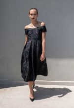 DESIREE BLACK BROCADE DRESS - Image 4