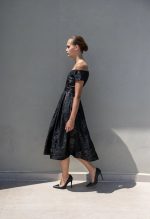 DESIREE BLACK BROCADE DRESS - Image 5