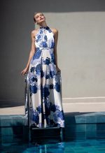 HALTER NECK MAXI DRESS WITH BLUE PRINTS - Image 2