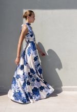 HALTER NECK MAXI DRESS WITH BLUE PRINTS - Image 4