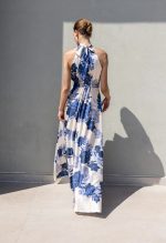 HALTER NECK MAXI DRESS WITH BLUE PRINTS - Image 5