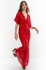 MAXI SEQUENCED DRESS RED - Image 3