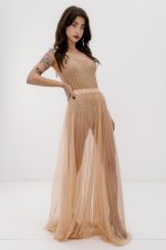 TULL SKIRT IN PLEATED MESH NUDE