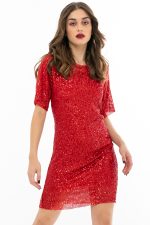 SEQUENCED DRESS RED