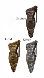 ONE SLEEVE METALIC MIDI DRESS - Image 6