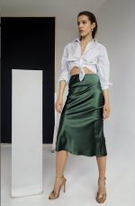 SATIN SKIRT GREEN