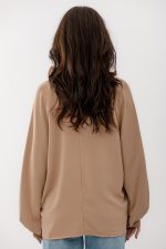 HIGH FRILLED COLAR BLOUSE BEIGE - Image 3