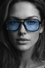 AVIATOR PLASTIC FRAME SUNGLASSES BLUE LENSE