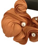 HAIR SCRUNCHY WITH PEARLS ORANGE - Image 2