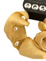 HAIR SCRUNCHY WITH PEARLS YELLOW - Image 2