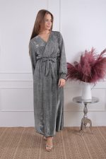 MAXI  METALIC SHIMMER DRESS GREY - Image 2