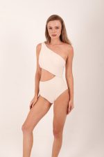 ONEPIECE ONE SHOULDER WITH CUTOUTS BEIGE - Image 2