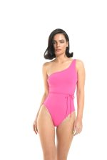 FUSCIA ONE PIECE ONE-SHOULDER WITH STRING BELT