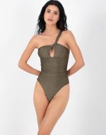 ONEPIECE ONE SHOULDER SHINY KHAKI - Image 3