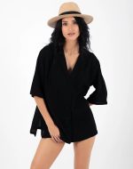 DORIS CRINKLE SHIRT BLACK