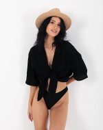DORIS CRINKLE SHIRT BLACK - Image 3