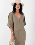 FREYA LINEN TOP KHAKI