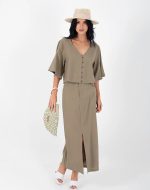 FREYA LINEN TOP KHAKI - Image 2
