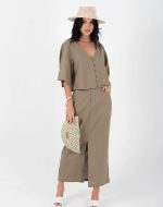 FREYA LINEN TOP KHAKI - Image 4