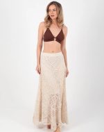 MERIBELLA CROCHET MAXI SKIRT BEIGE