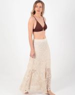 MERIBELLA CROCHET MAXI SKIRT BEIGE - Image 2