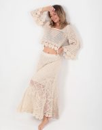 MERIBELLA CROCHET MAXI SKIRT BEIGE - Image 5