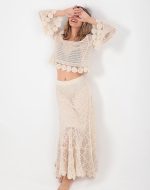 MERIBELLA CROCHET MAXI SKIRT BEIGE - Image 6