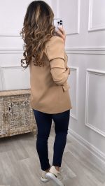BLAZER WITH RUSHED SLEEVES CAMEL - Image 4