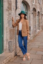 BLAZER WITH RUSHED SLEEVES CAMEL - Image 5
