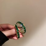 HOOP EARRINGS WITH SILVER NEEDLE GREEN - Image 3