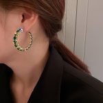 HOOP EARRINGS WITH SILVER NEEDLE GREEN - Image 4