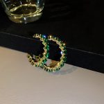 HOOP EARRINGS WITH SILVER NEEDLE GREEN - Image 5