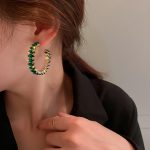 HOOP EARRINGS WITH SILVER NEEDLE GREEN - Image 6