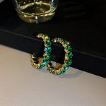 HOOP EARRINGS WITH SILVER NEEDLE GREEN - Image 7