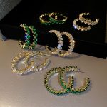 HOOP EARRINGS WITH SILVER NEEDLE GREEN - Image 8