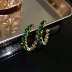 HOOP EARRINGS WITH SILVER NEEDLE GREEN - Image 9