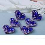 RHINESTONE DIAMANTE HEART EARRINGS BLUE