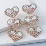 RHINESTONE DIAMANTE HEART EARRINGS GOLD