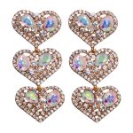 RHINESTONE DIAMANTE HEART EARRINGS GOLD - Image 3