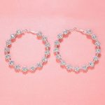 RHINESTONES HOOP EARRINGS SILVER - Image 4