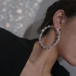 RHINESTONES HOOP EARRINGS SILVER - Image 5